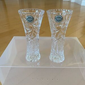 Lenox Crystal Vase Pair with Starburst Motif Clear Elegance